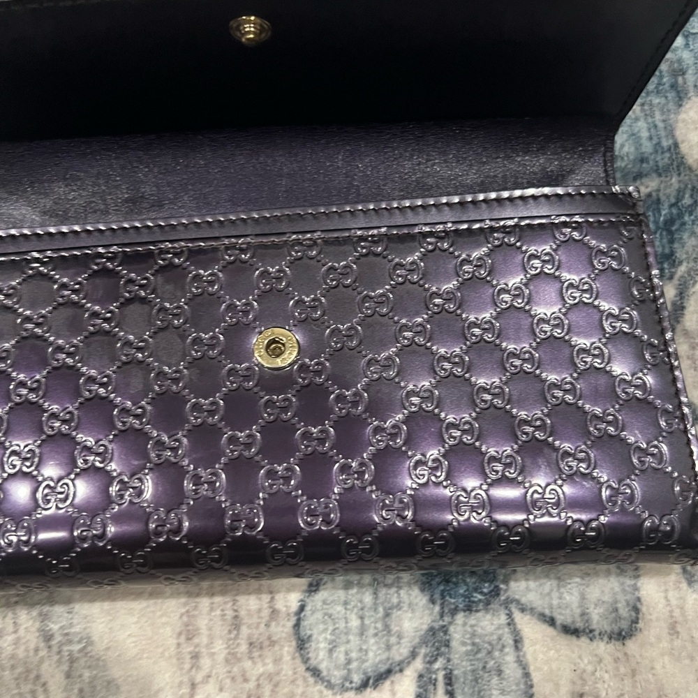 Gucci Shiny Microguccissima Leather Continental Wallet EUC normal wear - Picture 7 of 15